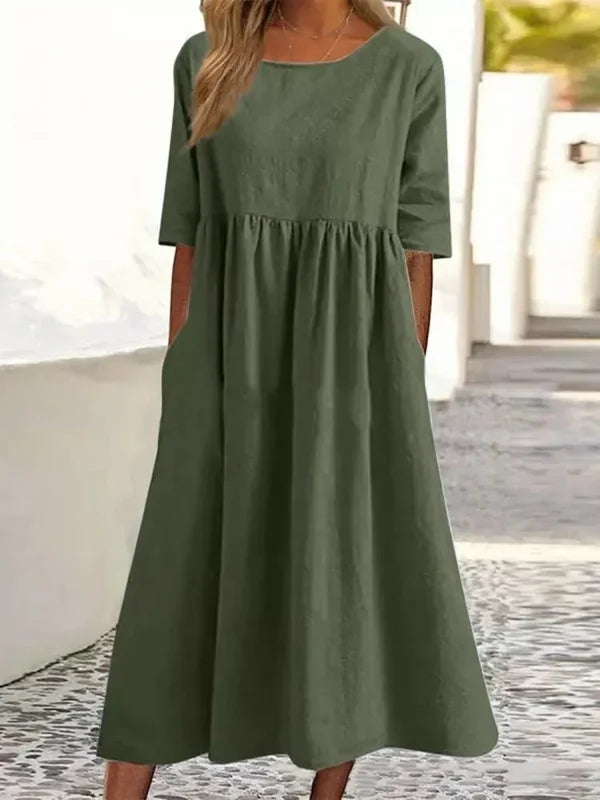 Rosario - Vestido de algodón con cuello redondo